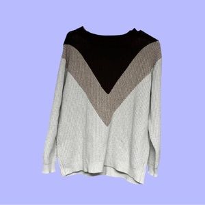Staccato V- Striped Brown/Beige Pullover Sweater